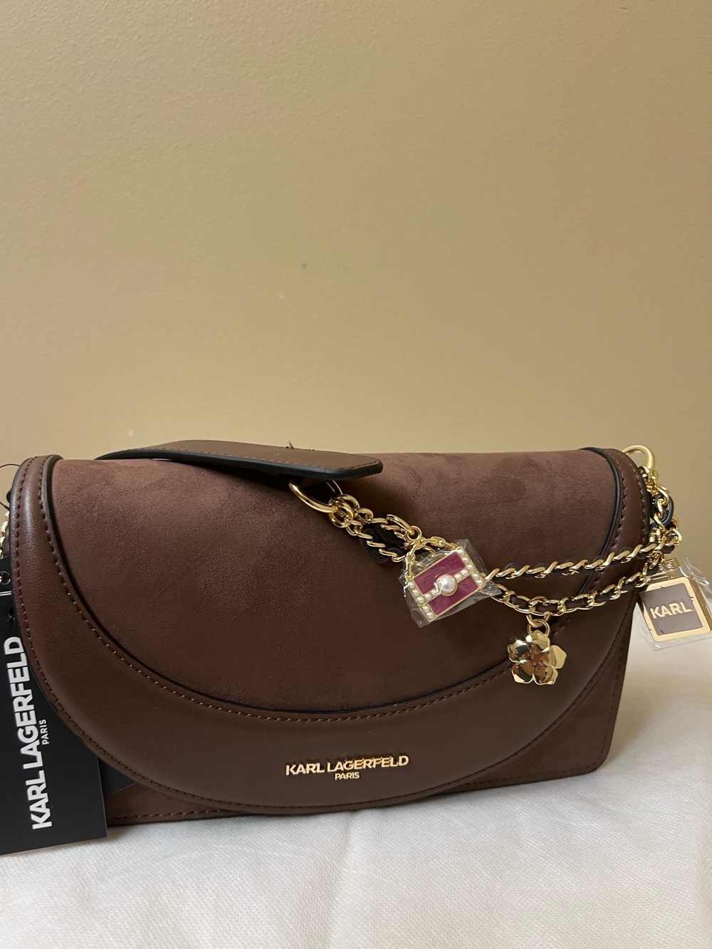 Karl Lagerfeld Suede Shoulder Bag NWT